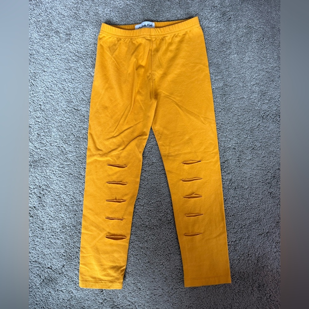 Yellow Kids Leggings with Cut-Out Design